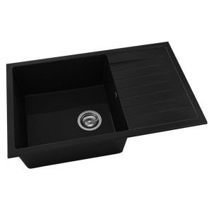 Chiuveta bucatarie cu blat dreapta/stanga FAT, marmura compozita, Granit negru, 80 x 49 cm
