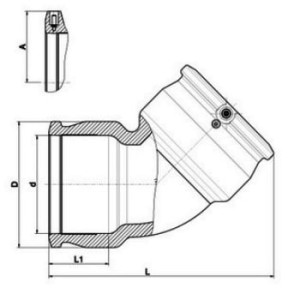 Cot electrofuziune, Ø140 mm, 45º, PN16