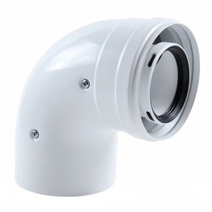 Cot prelungire pentru evacuare centrala termica in condensare, 90 grade, PP/PP, diametru 60/100 mm