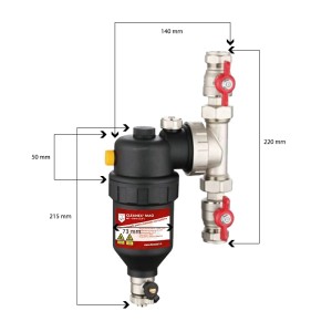 Filtru magnetic Cleanex Mag 1" - 3/4" 22 mm, anti-magnetita, retine si particulele non-magnetice + Solutie Cleanex Allround - Img 2