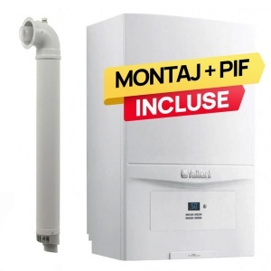 Pachet centrala termica pe gaz/GPL in condensare Vaillant ecoTEC pure VUW 236/7-2, 20.2 kW, incalzire si ACM, Kit de evacuare inclus + Montaj + PIF (valabil pentru NEAMT, IASI si BARLAD)