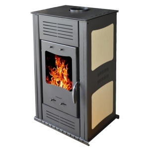 Pachet soba pe lemn Termax Ambra, 9.47 kW, randament 84.32%, 60 m², Bej, set accesorii, aspirator cenusa si suport lemne foc metalic Termax XL - Img 2