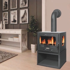 Pachet soba pe lemn Termax Ilinca, 12.2 kW, randament 84.17%, 80 m², spatiu depozitare lemne, Negru, set accesorii si aspirator cenusa - Img 4