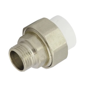 Racord olandez PPR, ⌀50 mm x 1 1/2", filet exterior, alb
