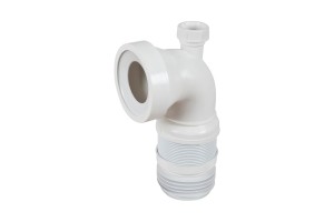 Racord WC cu insertie metalica, extensibil cu cot la 90°, racord masina de spalat, Alb