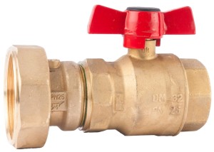 Robinet cu bila HERZ cu olandez, pentru pompa, FI-FI Ø 1 1/4" nr. 2, PN16, actionare fluture - Img 1