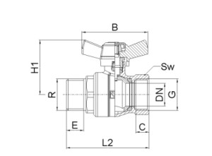 Robinet cu bila HERZ, FI-FE Ø 1/2" nr. 1, PN25, actionare fluture - Img 2