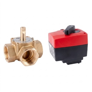Set HERZ, vana rotativa 3 cai, DN25, Kvs 10 si actionare electrica 230 V/3