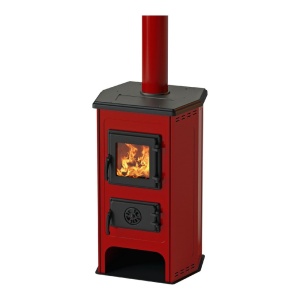 Soba pe lemn MBS Hit, 6,1 kW, randament 82%, 40 m², Rosu
