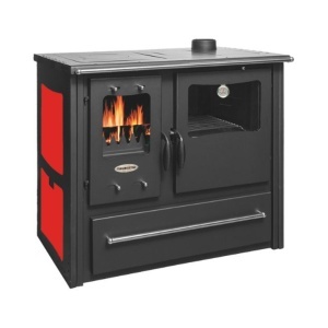 Soba pe lemn Termax Rustik, Fonta, 9.5 kW, evacuare pe dreapta, cuptor integrat, randament 76.1%, 63 m², Rosu - Img 2