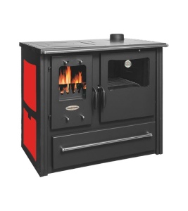 Soba pe lemn Termax Rustik, Samota, 9.5 kW, evacuare pe dreapta, cuptor integrat, randament 76.1%, 63 m², Rosu - Img 2