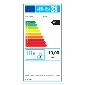 Soba premium pe peleti TEBA TP-08, 10 kW, cu ventilare si control electronic, buncar 15 kg, 60 mp, diametru cos fum ⌀80 mm, inaltime 1002 mm - Img 2