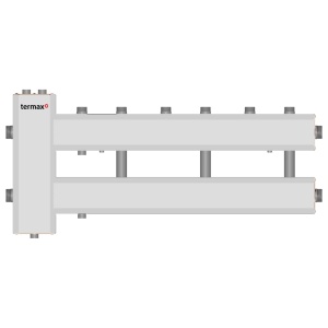 Ansamblu distribuitor + Butelie de egalizare 1 1/4" - 1", 3+1 cai, iesiri sus, Termax KSH32G125.200 - Img 1