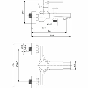 Baterie perete pentru cada si dus, Cersanit Zip Crom, S951-560 - Img 2