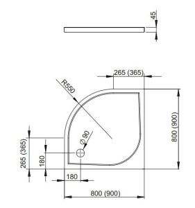 Cadita de dus semirotunda Radaway Delos A 90 x 90 cm - Img 2