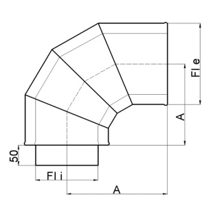 Cot inox izolat DP 90°, ⌀200 mm