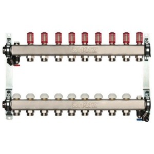 Distribuitor pentru incalzire pardoseala, 9 cai, HERZ, inox 1", cu iesire G 3/4