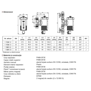 Filtru antimagnetita retur centrala termica 3/4'' HERZMAG 1130102 HERZ, cu aerisitor manual - Img 4