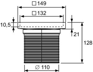 Inalțator cu grila Tece drainpoint S din otel inoxidabil, 150 x150 mm, design plate, 3660011 - Img 2