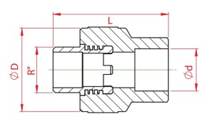 Mufa teava PPR alb, Ø20 - 1/2 E, filet exterior, PN25
