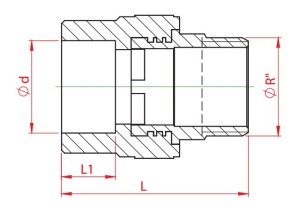 Mufa teava PPR alb, Ø63 - 2 E, filet exterior, PN25