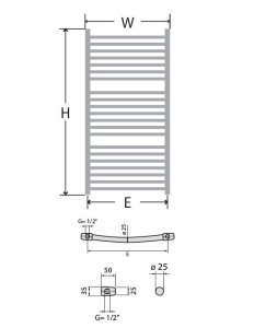 Calorifer (radiator) de baie TERMAX, tip scarita curbat 500x1120 mm