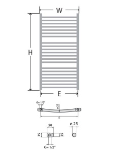Calorifer (radiator) de baie TERMAX, tip scarita curbat 500x1120 mm