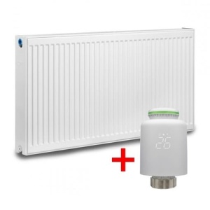 Pachet calorifer (radiator) din otel KOPH E, tip 22, 600/1000 mm, 1979 W + Cap termostatic KOPH pentru radiatoare, M30 x 1.5, adaptabil, Smart Wi-Fi