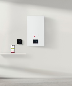 Centrala termica in condensare Saunier Duval ThemaFast Condens 31 kW, gaz/GPL, debit 14.8 l/min, protectie IPX4D, kit evacuare inclus