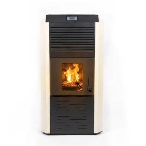 Pachet Smart Control - Termosemineu cu peleti Termax Kamin ECO, 30 kW, 220 mp, volum apa 49 litri, diametru cos fum ⌀80 mm, vas expansiune si pompa recirculare incluse + Termostat inteligent KOPH I302 WiFi + Aspirator cenusa 1000W + Stabilizator tensiune