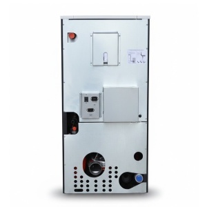 Pachet Smart Control - Termosemineu pe peleti Termax Kamin ECO, 25 kW, 160 mp, volum apa 42 litri, diametru cos fum ⌀80 mm, vas expansiune si pompa recirculare incluse + Termostat inteligent KOPH I302 WiFi + Aspirator cenusa 1000W + Stabilizator tensiune