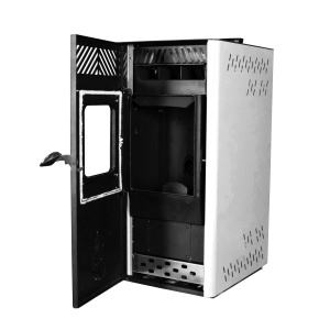 Pachet soba cu peleti TERMAX Kamin PD 10 kW, cu aer cald, 50 m², Alb - Img 4