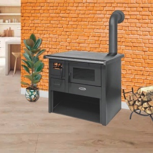 Pachet soba pe lemn Termax Popular, 7.12 kW, evacuare pe dreapta, cuptor integrat, randament 81.27%, 47 m², Negru, set accesorii, aspirator cenusa si suport lemne foc metalic Termax M - Img 3
