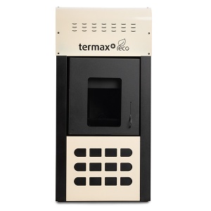 Pachet termosemineu pe peleti Termax Kamin ECO, 25 kW, cu agent termic, complet echipat, 160 mp, Crem