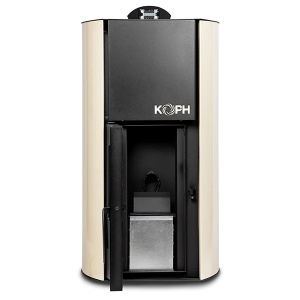Pachet termosemineu pe peleti KOPH PM 12 kW, 80 mp, buncar peleti 12 kg, diametru cos fum ⌀80 mm, pompa recirculare si vas expansiune incorporate, Crem - Img 2