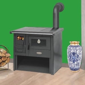 Pachet Termosoba pe lemn Termax Voinic, 12.05 kW, evacuare pe dreapta, cuptor integrat, randament 85.29%, 80 m², Antracit, Grup siguranta, Pompa recirculare si Boiler termoelectric Tesy 80 litri - Img 3
