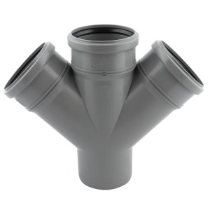 Ramificatie dubla polipropilena, pentru scurgere, Ø 110/50/50 mm, 45°