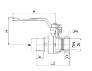 Robinet cu bila HERZ, FI-FE Ø 1 1/2" nr. 1, PN25, actionare maneta - Img 2
