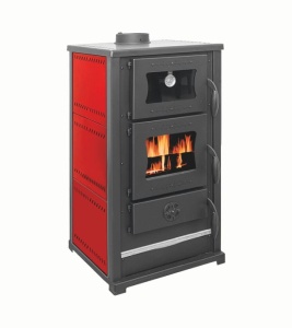 Soba pe lemn Termax Bucovina, 12.2 kW, cuptor incorporat, randament 84.17%, 80 m², Rosu