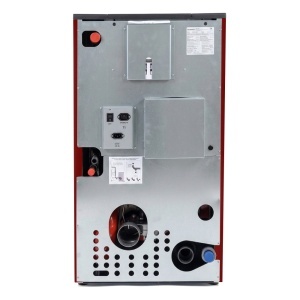 Termosemineu pe peleti Termax Kamin PM 15 kW, 120 mp, buncar peleti 30 kg, volum apa 30 litri, diametru cos fum ⌀80 mm, vas expansiune si pompa recirculare incluse, Bordo - Img 5