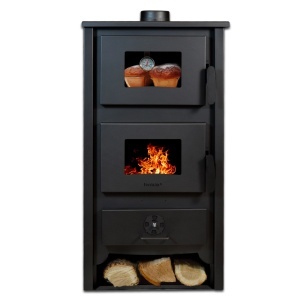 Termosoba pe lemn Termax Codru, 24.43 kW, cuptor integrat, randament 85.10%, 155 m², Negru - Img 1
