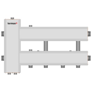 Ansamblu distribuitor + Butelie de egalizare 1 1/4" - 1", 2+1 cai, iesiri jos, Termax KSH22D125.200 - Img 1