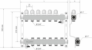 Ansamblu distribuitor pentru corpuri de incalzire, 3 cai, KOPH, inox 1" - Img 2