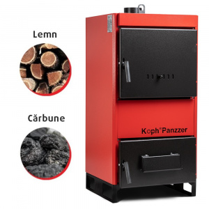Centrala/Cazan pe lemn/carbune KOPH Panzzer 30 kW/35 kW cu regulator de tiraj inclus, Ø 130 mm, volum manta apa 70 litri - Img 2