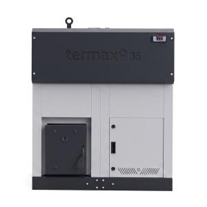 Centrala cu peleti Termax ECO GRI 35 kW, 220 mp, buncar peleti 130 kg, volum apa 95 litri, diametru cos fum ⌀130 mm