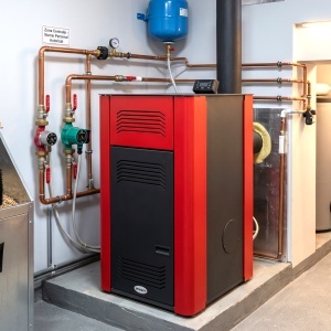 Centrala peleti Termax Tera 18 KW, 120 mp, buncar peleti 30 kg, diametru cos fum ⌀80 mm, pompa recirculare si vas expansiune incorporate, Negru - Img 5