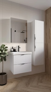 Dulap cu lavoar Tirso, cu sertare, 80, S801-547, MDF, alb mat - Img 3