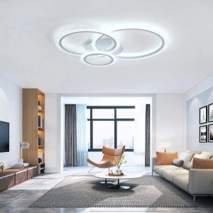 Lustra LED, Alb, 3 cercuri cu telecomanda WIFI 2.4G, lumina/rece/calda/neutra intensitate reglabila - Img 2
