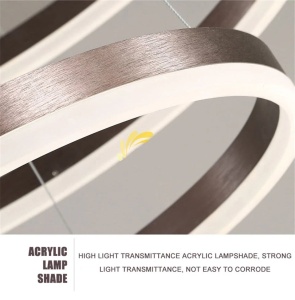 Lustra LED, Culoare Maro Inchis, 3 cercuri 60+40+30 cm cu telecomanda, WIFI 2.4G lumina/rece/calda/neutra intensitate reglabila - Img 4