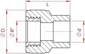 Mufa teava PPR alb, Ø32 - 3/4 I, filet interior, PN25